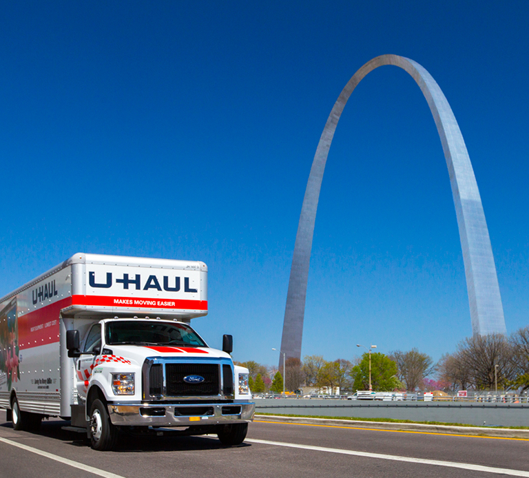 A U-Haul Moving Truck travelling along a highway