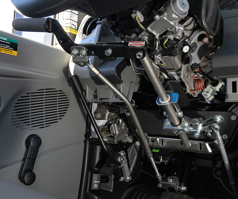Adaptive hand controls installed in a U-Haul moving truck