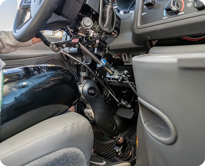 Adaptive right hand controls installed in a U-Haul moving truck