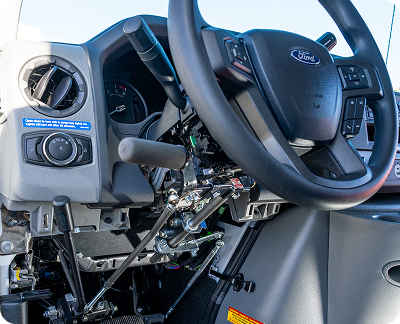 Adaptive left hand controls installed in a U-Haul moving truck
