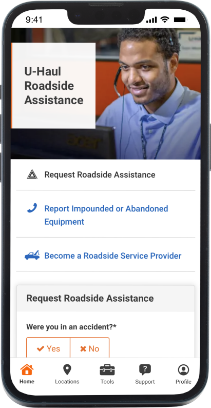 A mobile device displaying the U-Haul App