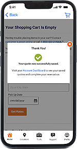 A mobile device displaying the U-Haul App