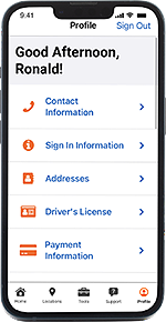 A mobile device displaying the U-Haul App