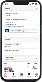 A mobile device displaying the U-Haul App