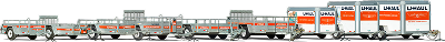 A Lineup of U-Haul Trailers