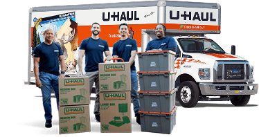 Moving Help crew assisting with loading a U-Haul truck