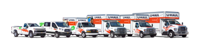 A Lineup of U-Haul Trucks