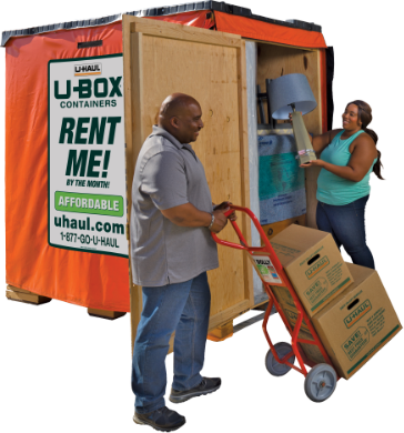 Coulpe loading household items into UBox
